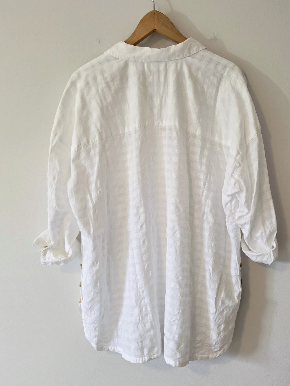 J. Jill Cotton Textured Windowpane V-Neck Popover Tunic - White XLP - Picture 12 of 12